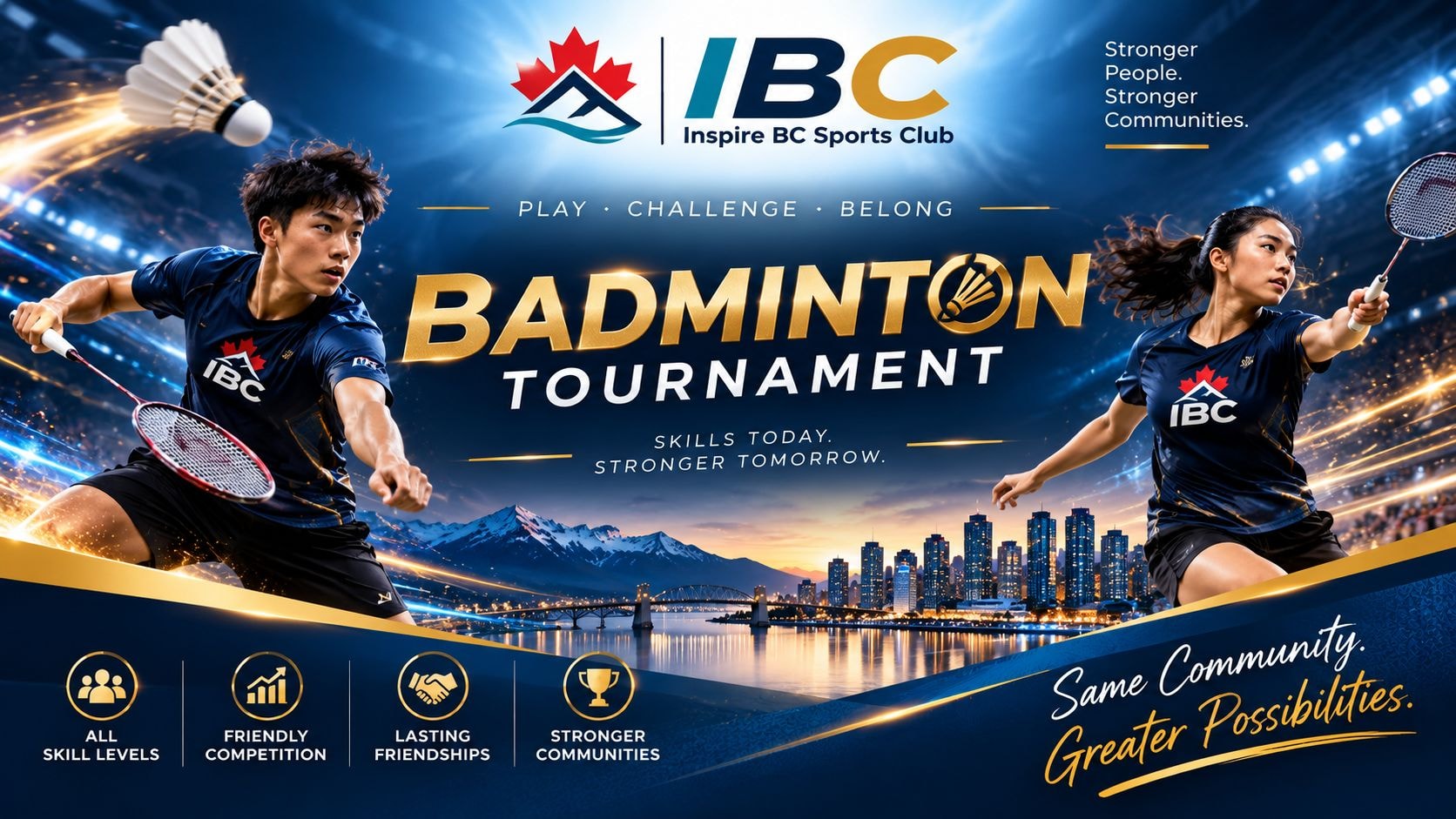 Men's & Women's Badminton Tournament poster — cash prize up to $2,000