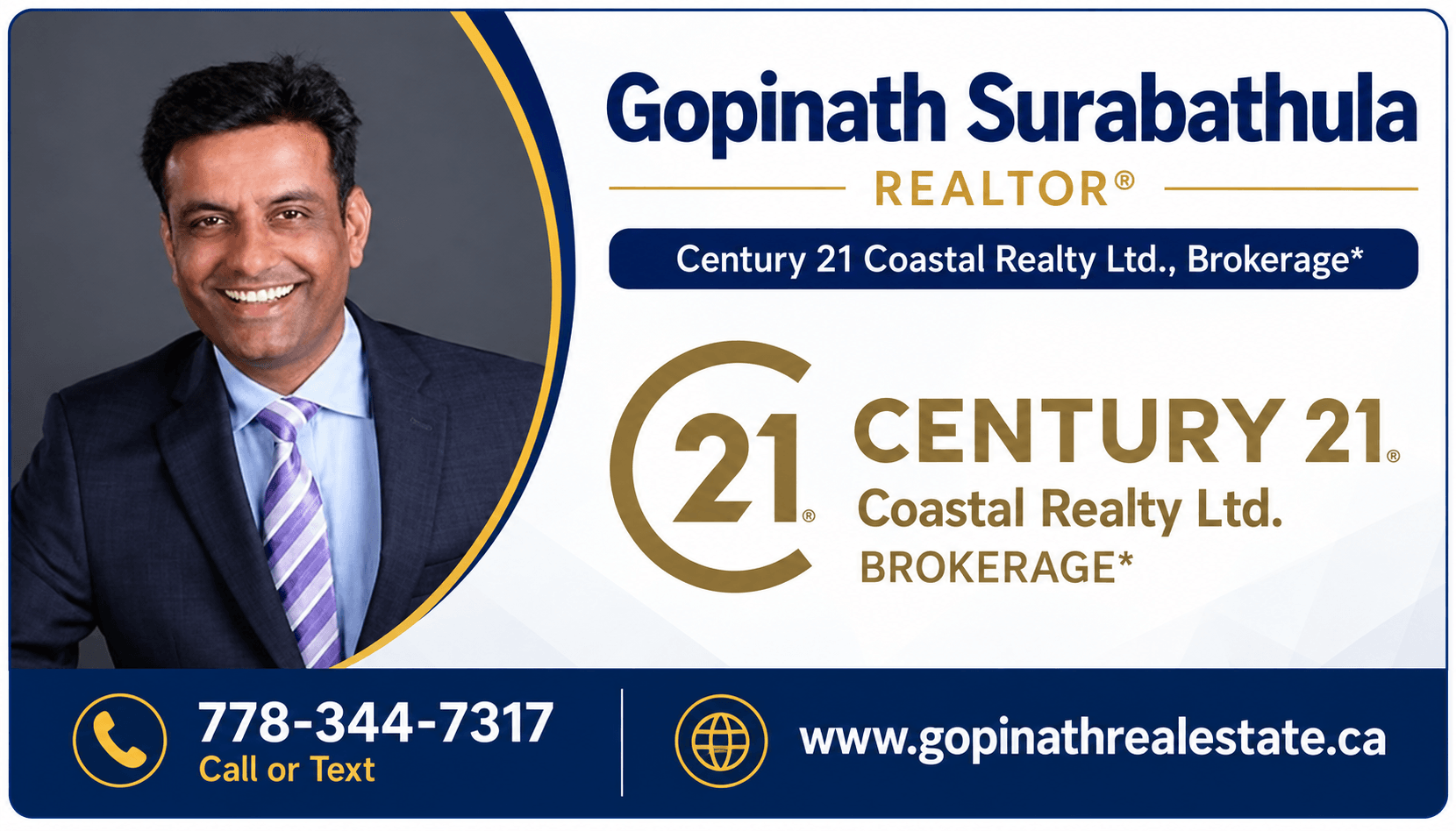 Our proud sponsor: Gopinath Surabathula, Realtor, Century 21 Coastal Realty Ltd.