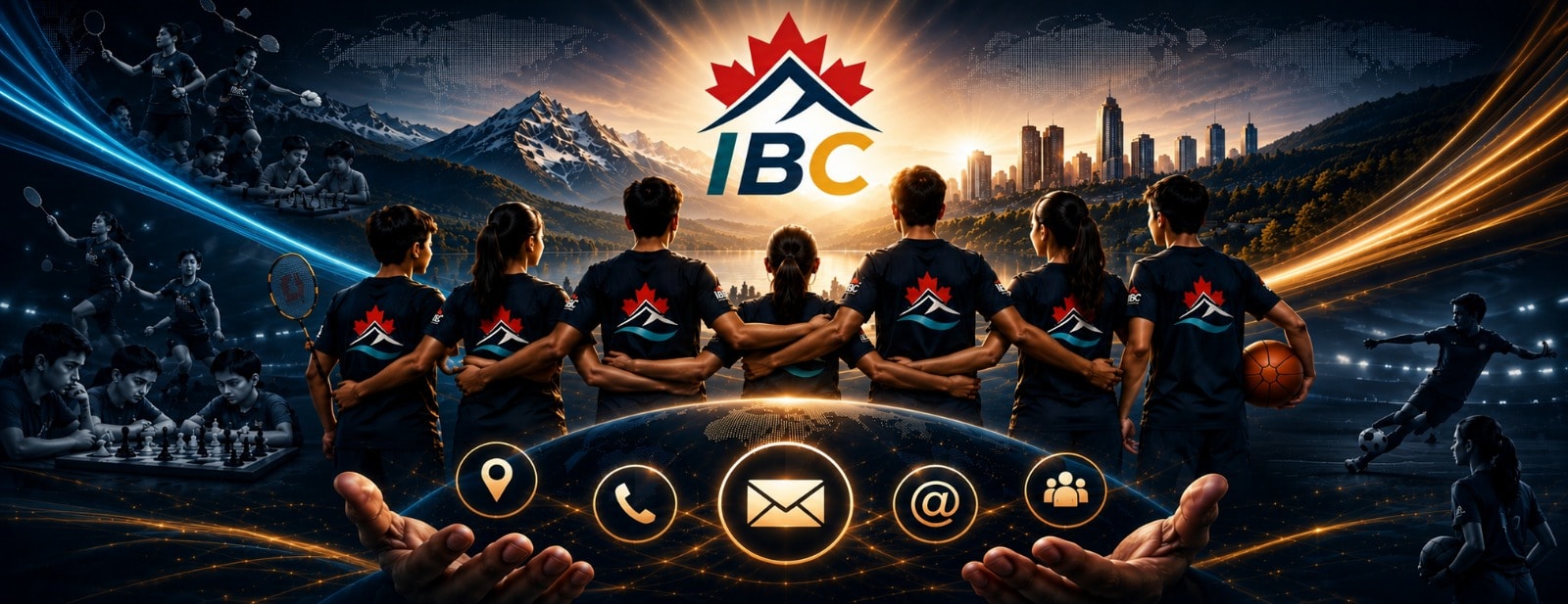 InspireBC team with contact icons for location, phone, email and community