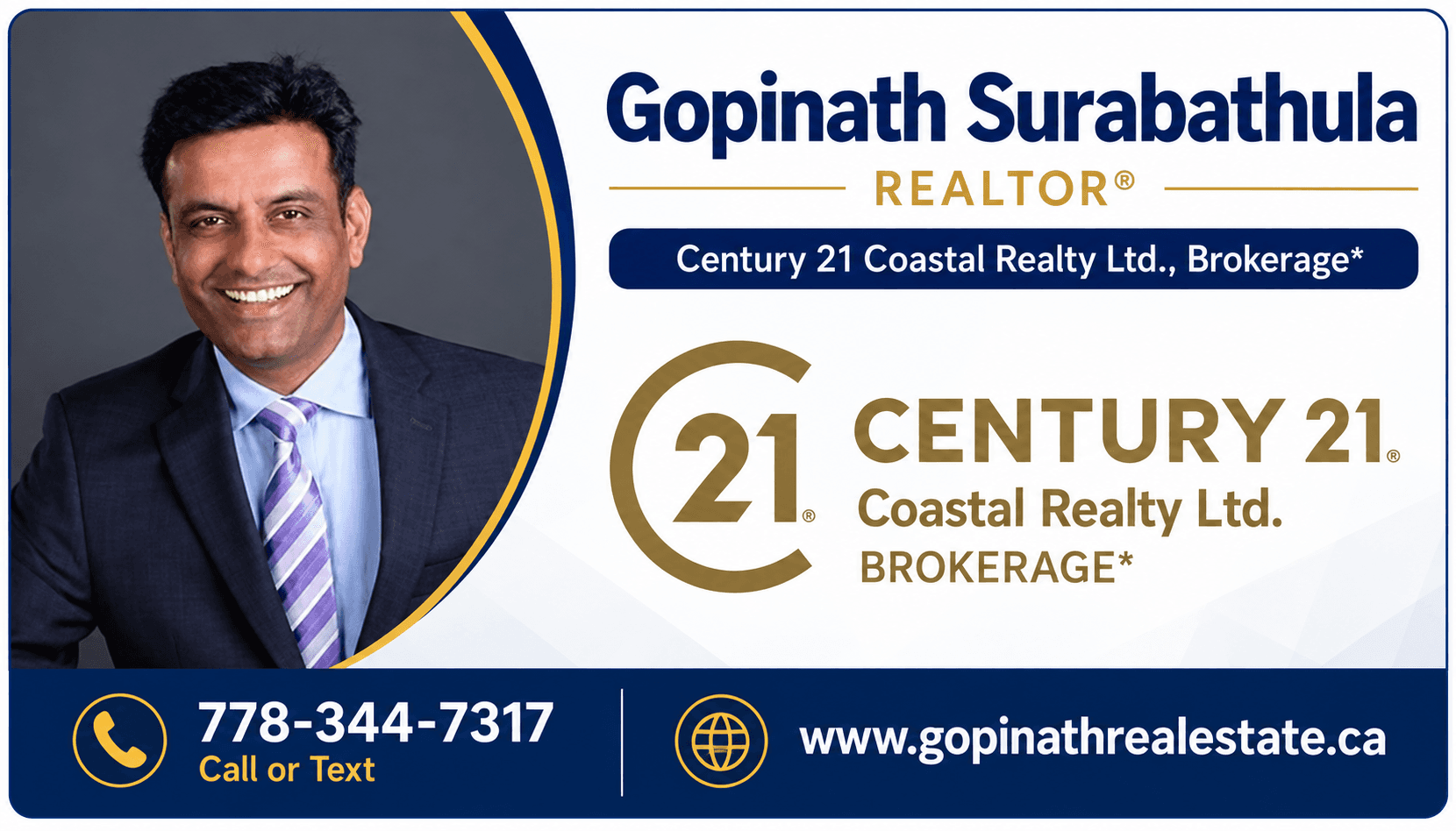 Our proud sponsor: Gopinath Surabathula, Realtor, Century 21 Coastal Realty Ltd.