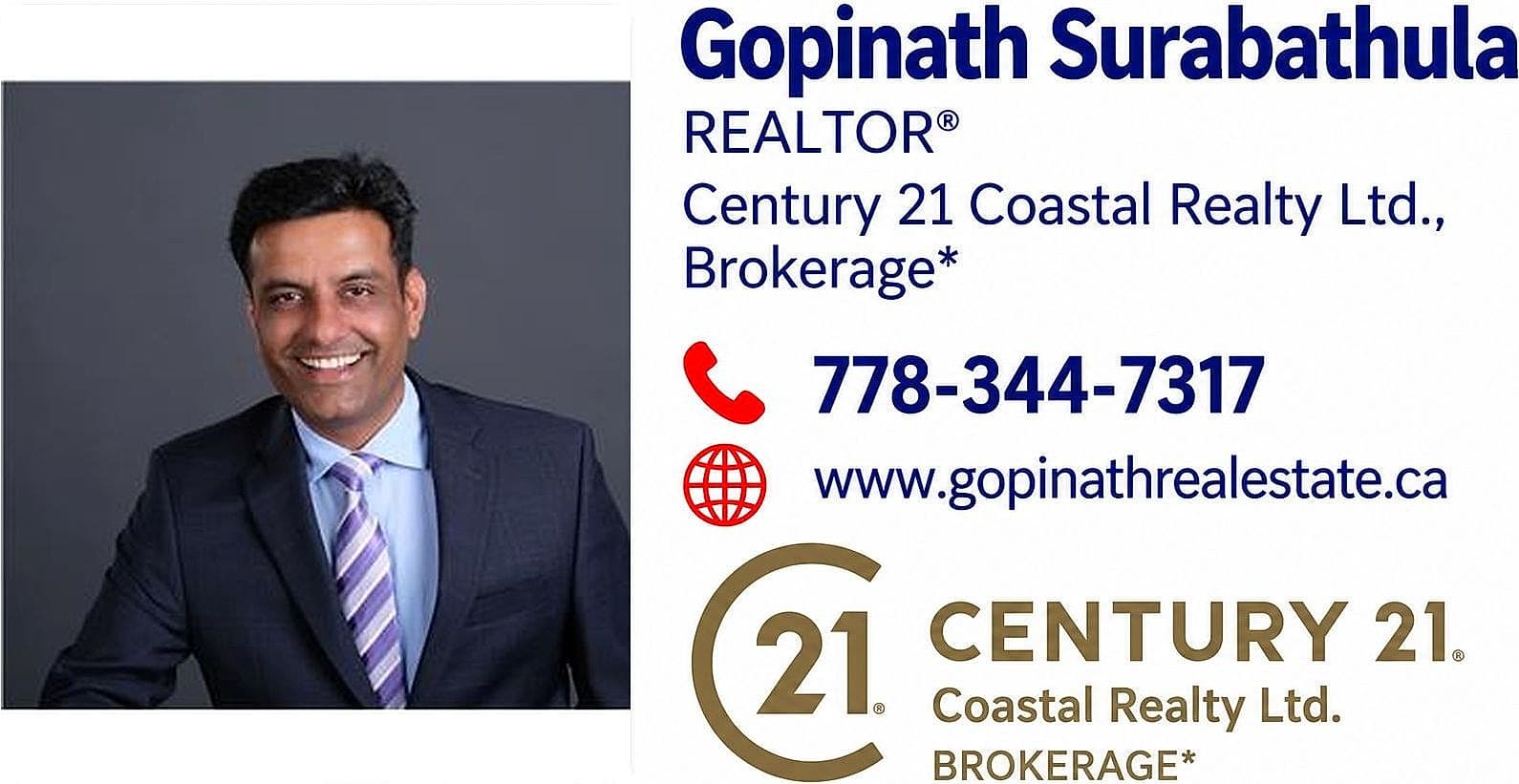 Our proud sponsor: Gopinath Surabathula, Realtor, Century 21 Coastal Realty Ltd.